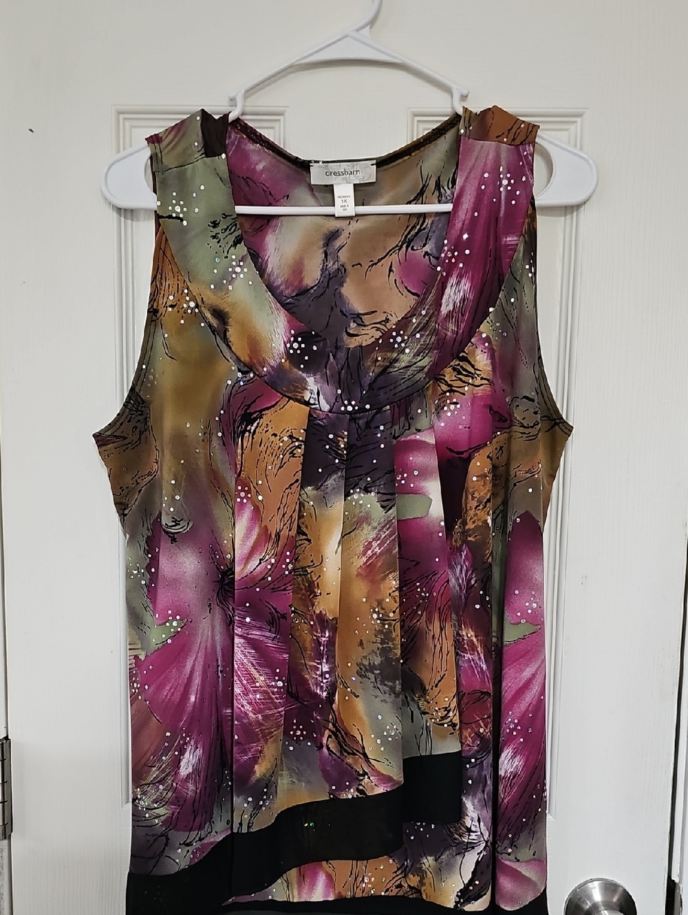 Dress Barn Sleeveless Scoop Neck Top - Purple, Olive, Gold